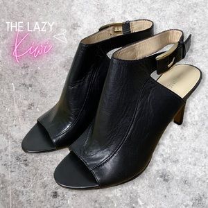 NINE WEST Buckle Ankle Heel Booties Size 7 Black